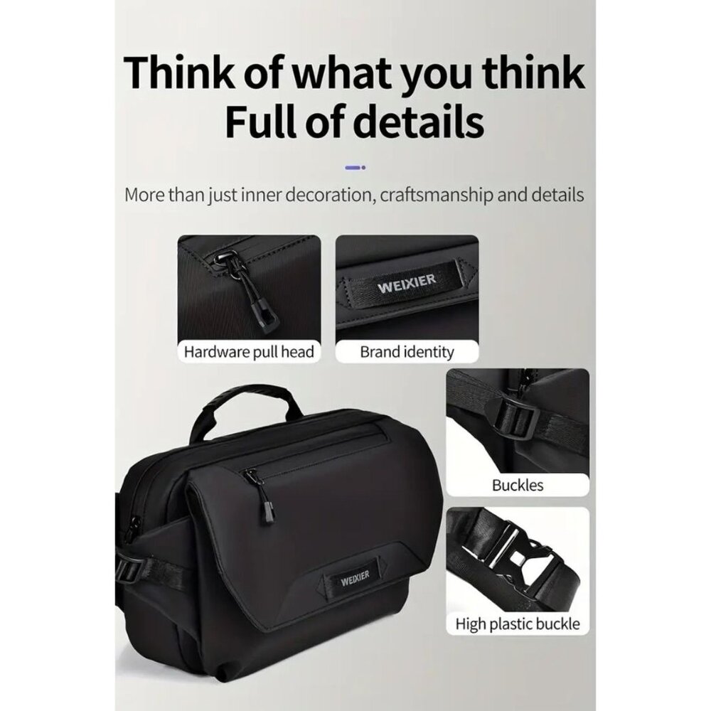 New Wexier Anti-Splash Water Texture Fabric Bag With Multiple Pockets & Magnetic - Picture 9 of 10